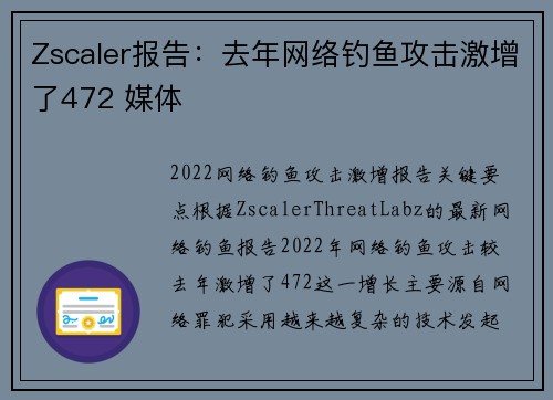 Zscaler报告：去年网络钓鱼攻击激增了472 媒体